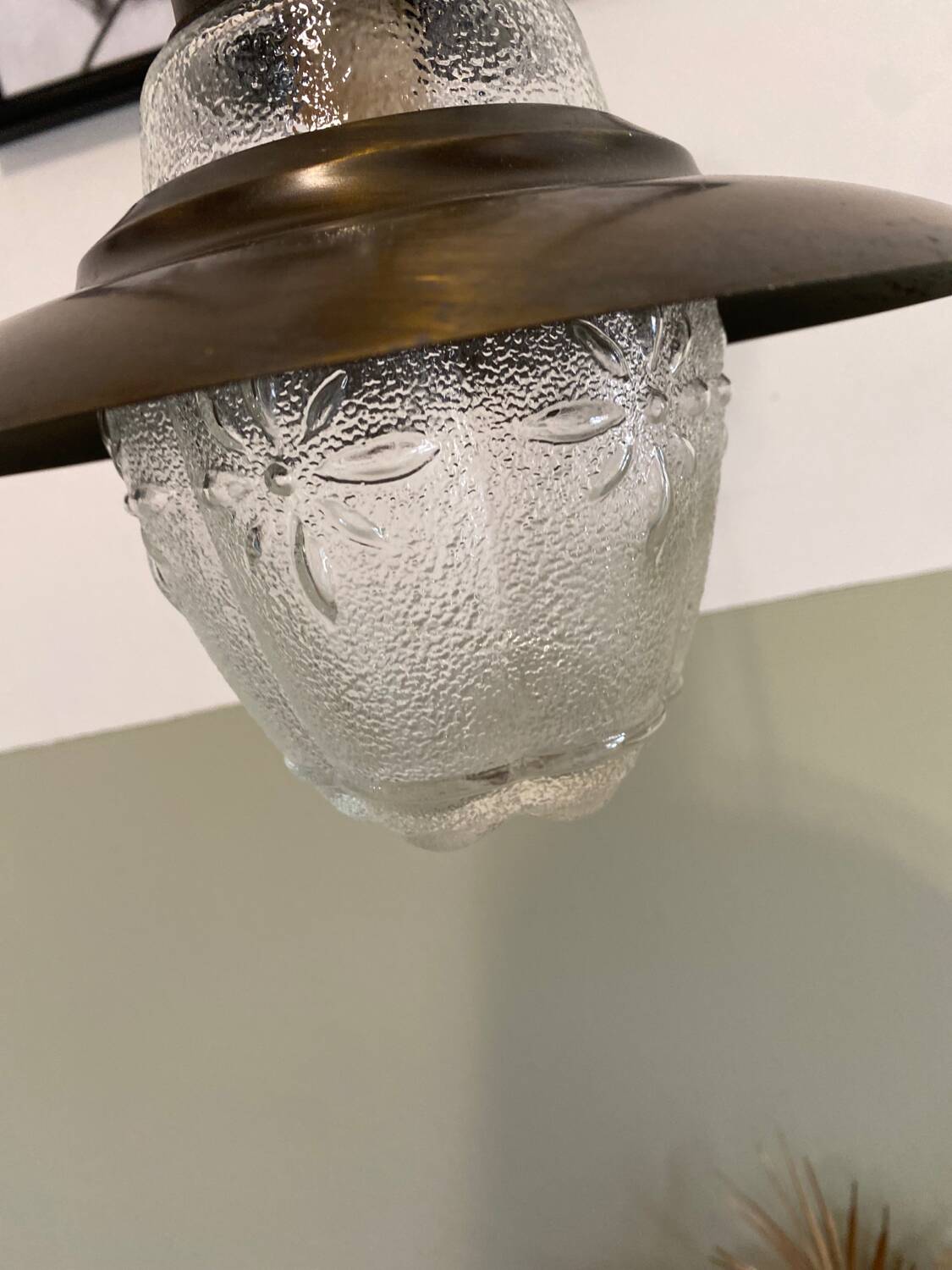 Glass and brass pendant light