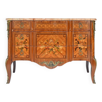 Transitional style commode in marquetry