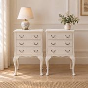 Pair of renovated antique bedside tables – Ivory from Orfèvres Libéron – 3 drawers