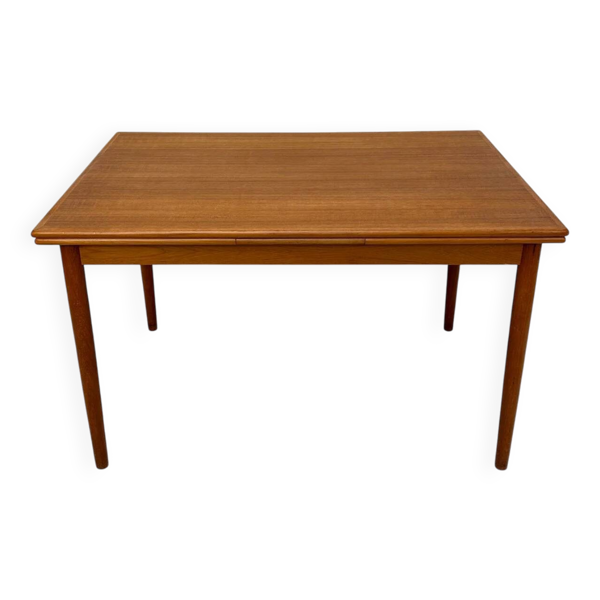 Table à manger extensible en teck vintage minimaliste des années 1960