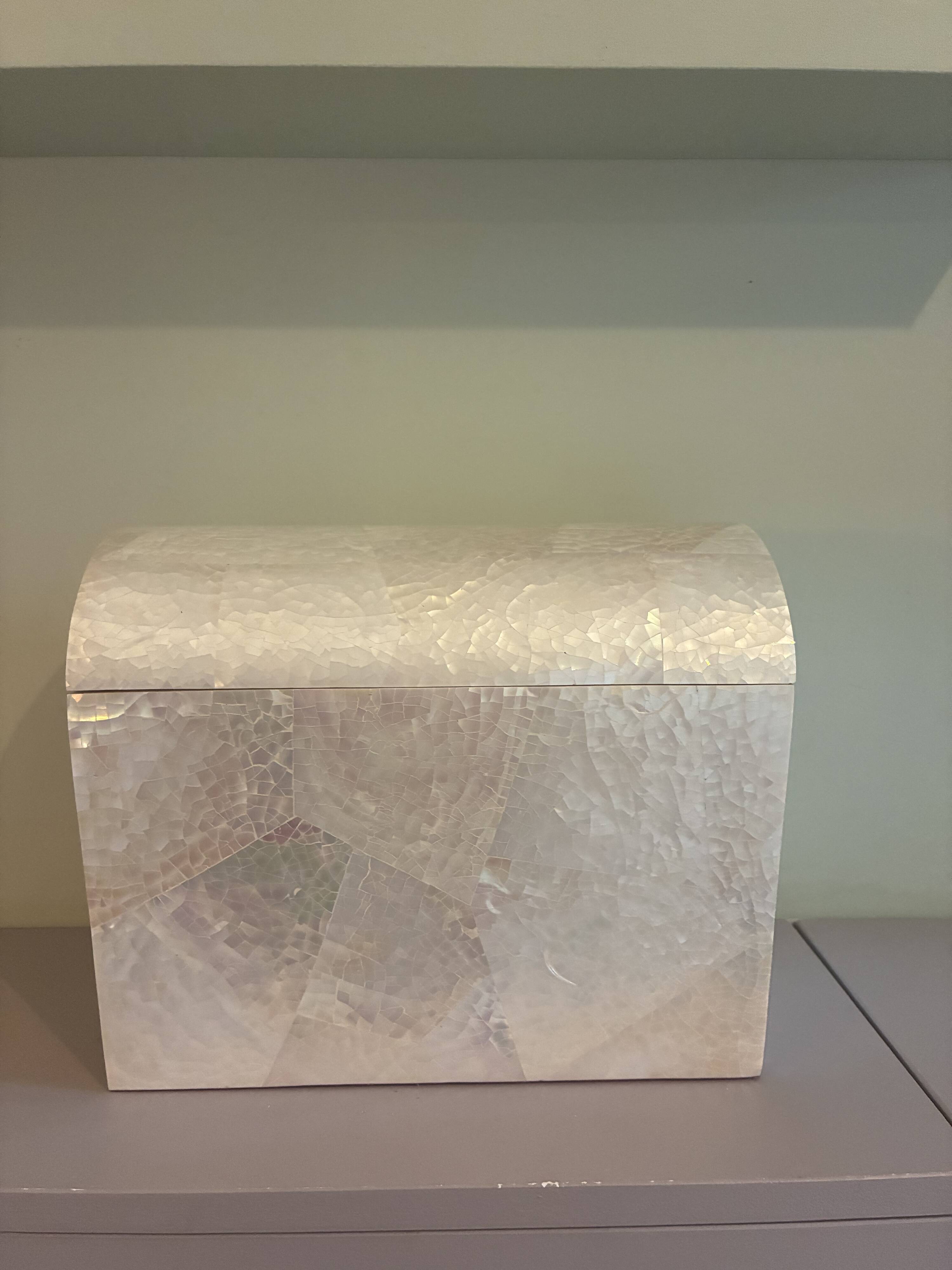 Incredible vintage large mother-of-pearl box.