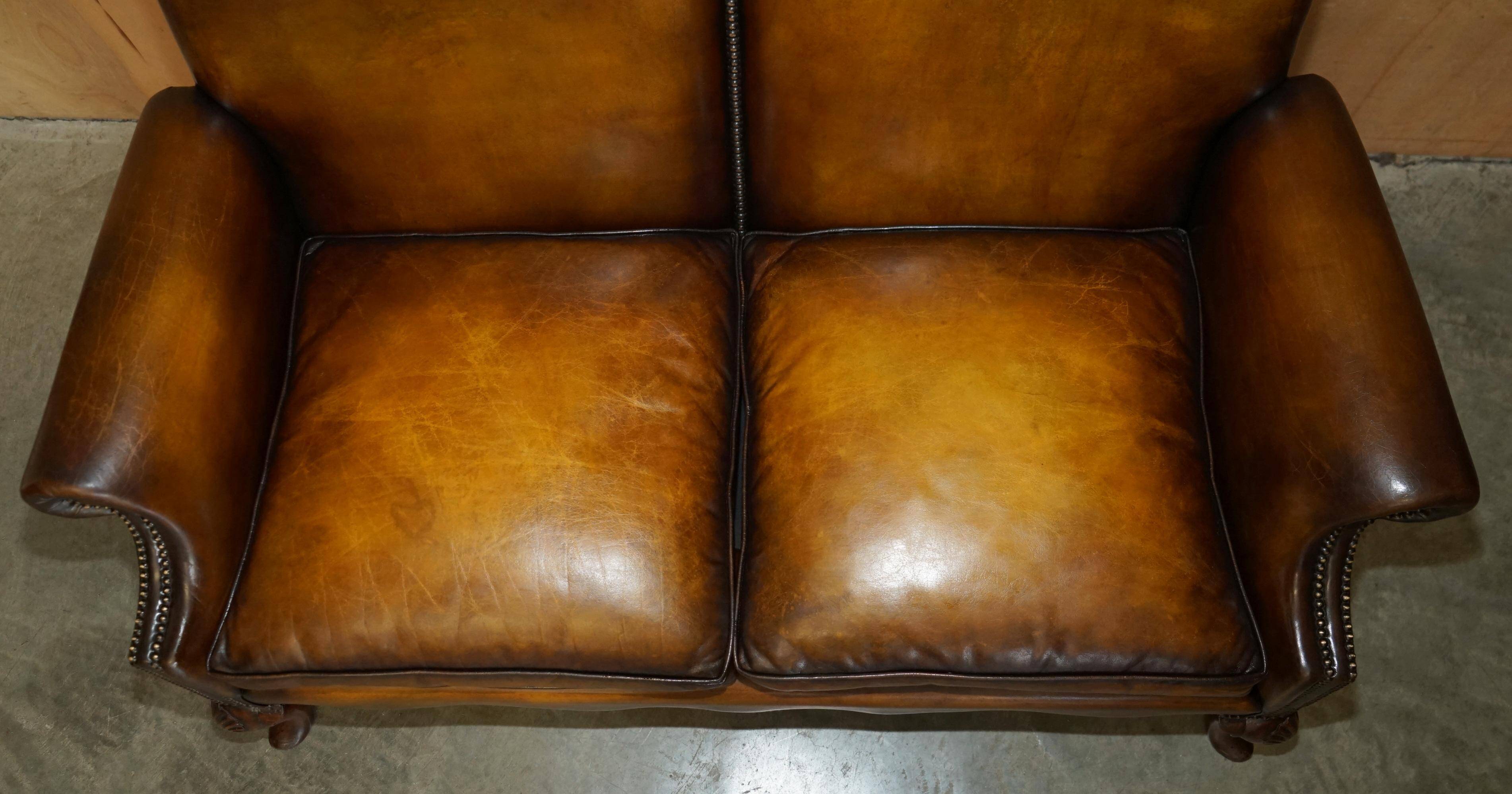 Victorian restored George II style high-back leather canapé