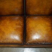 Victorian restored George II style high-back leather canapé