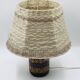 Vintage ceramic lamp with relief and wool shade.