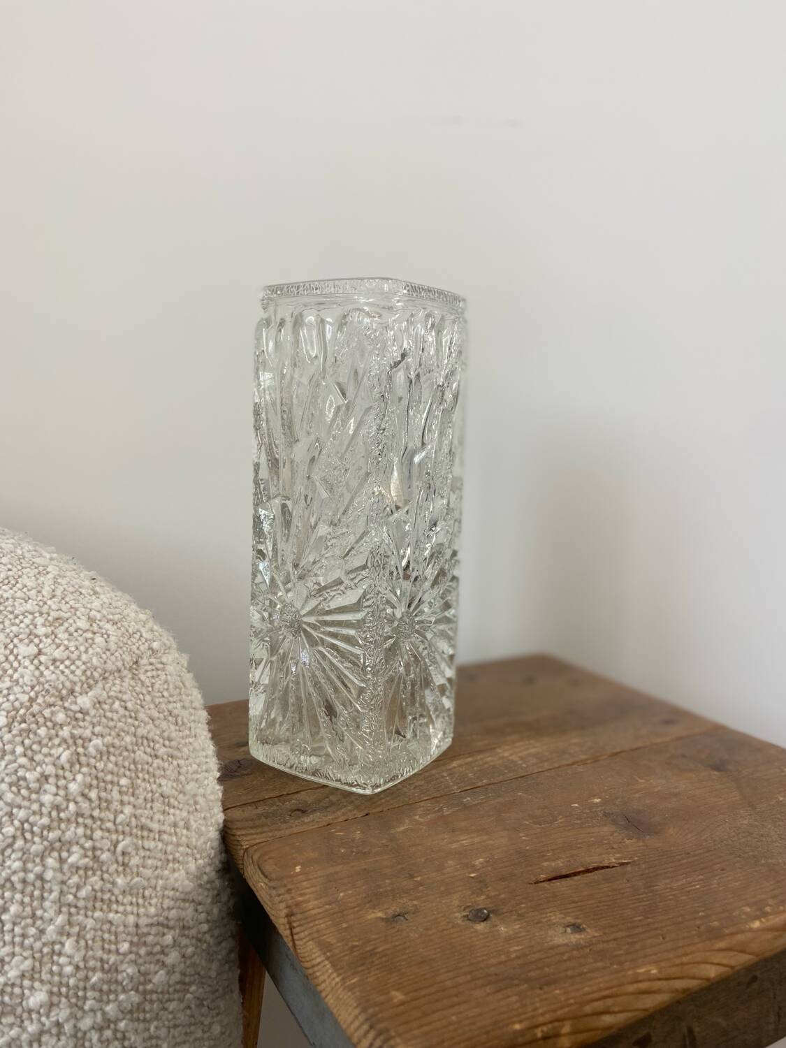 Vintage rectangular glass vase