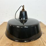 Black enamel industrial pendant lamp, 1950s