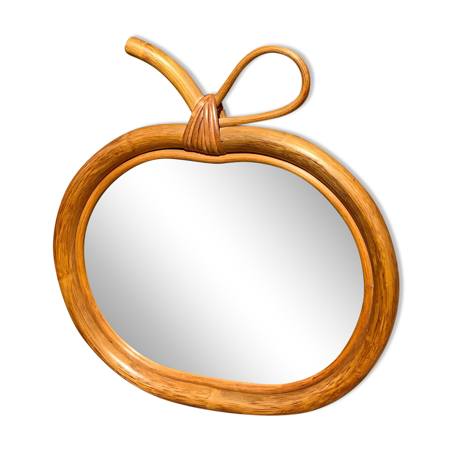 Miroir rotin pomme vintage