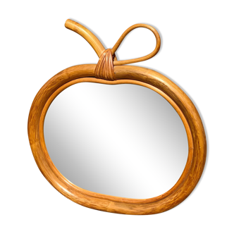 Vintage apple rattan mirror