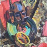 Hst/p painting "africanist still life" germaine claudot (1903-1996) l'atelier