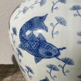 Chinese blue and white fish vase