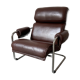 Midcentury tubular chromed chairs with leather cushions