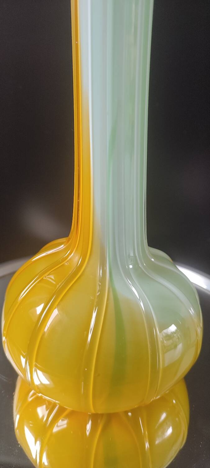 Large blown glass vase, artistic glassware from the 1970s.