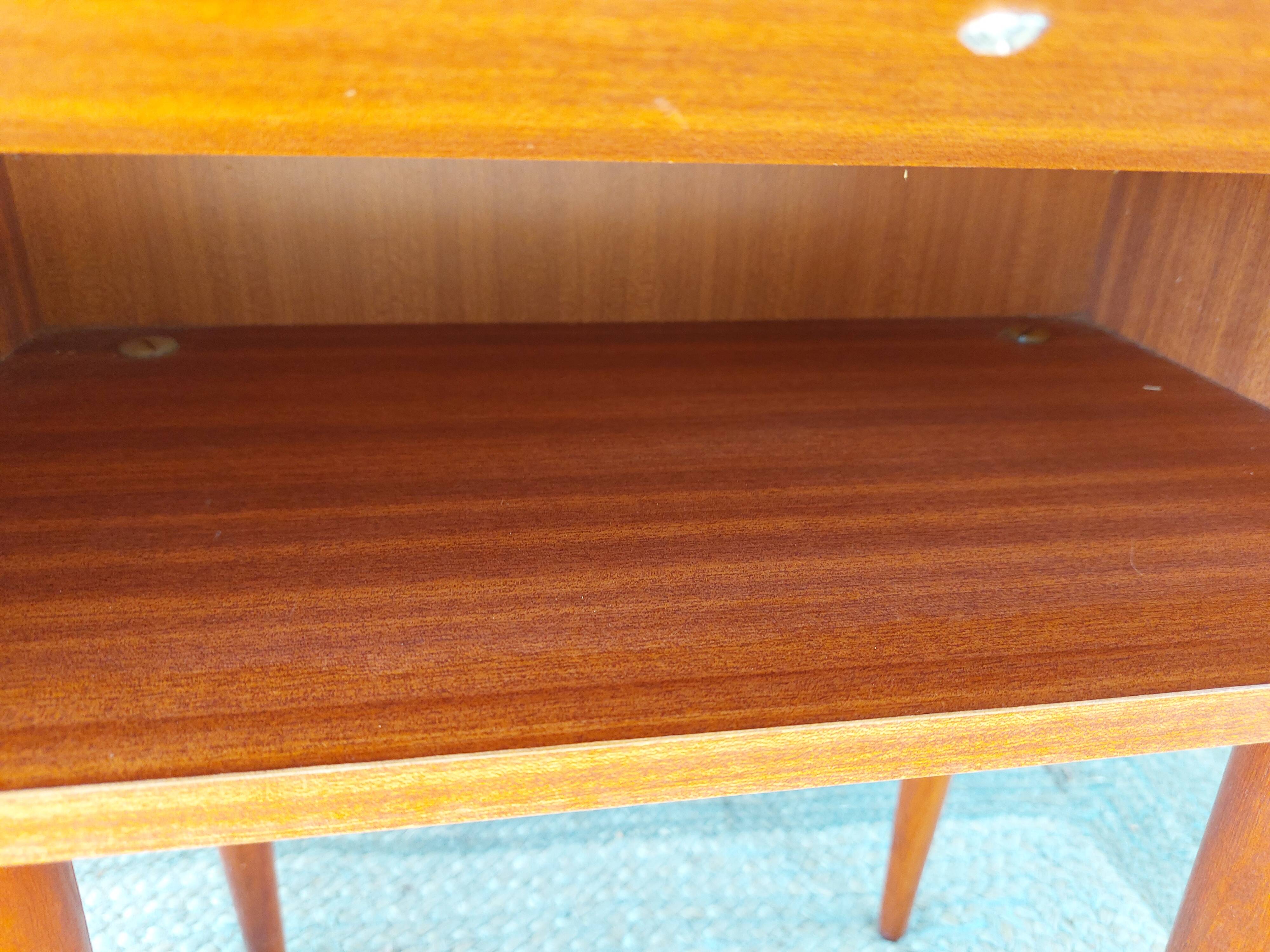 bedside table with spindle legs, vintage 70s