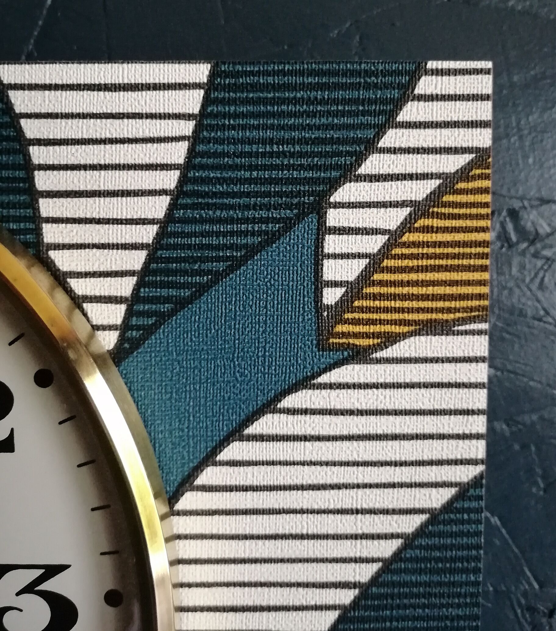 Vintage clock rectangular silent wall clock "Jaz blue white ochre"