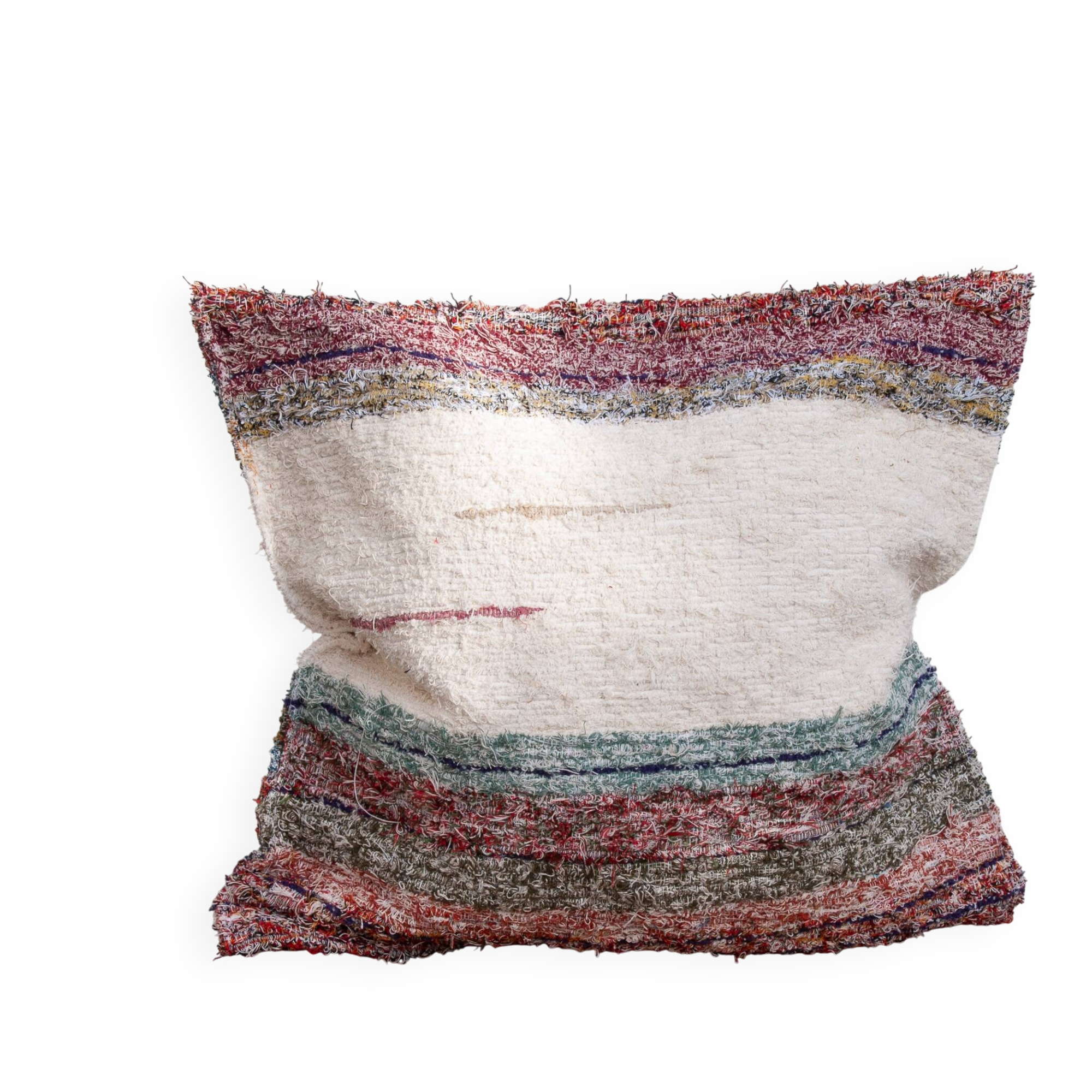 Hand-woven handmade cushion cover made from recycled cotton