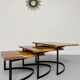 Vintage Italian design geometric marquetry nesting coffee table