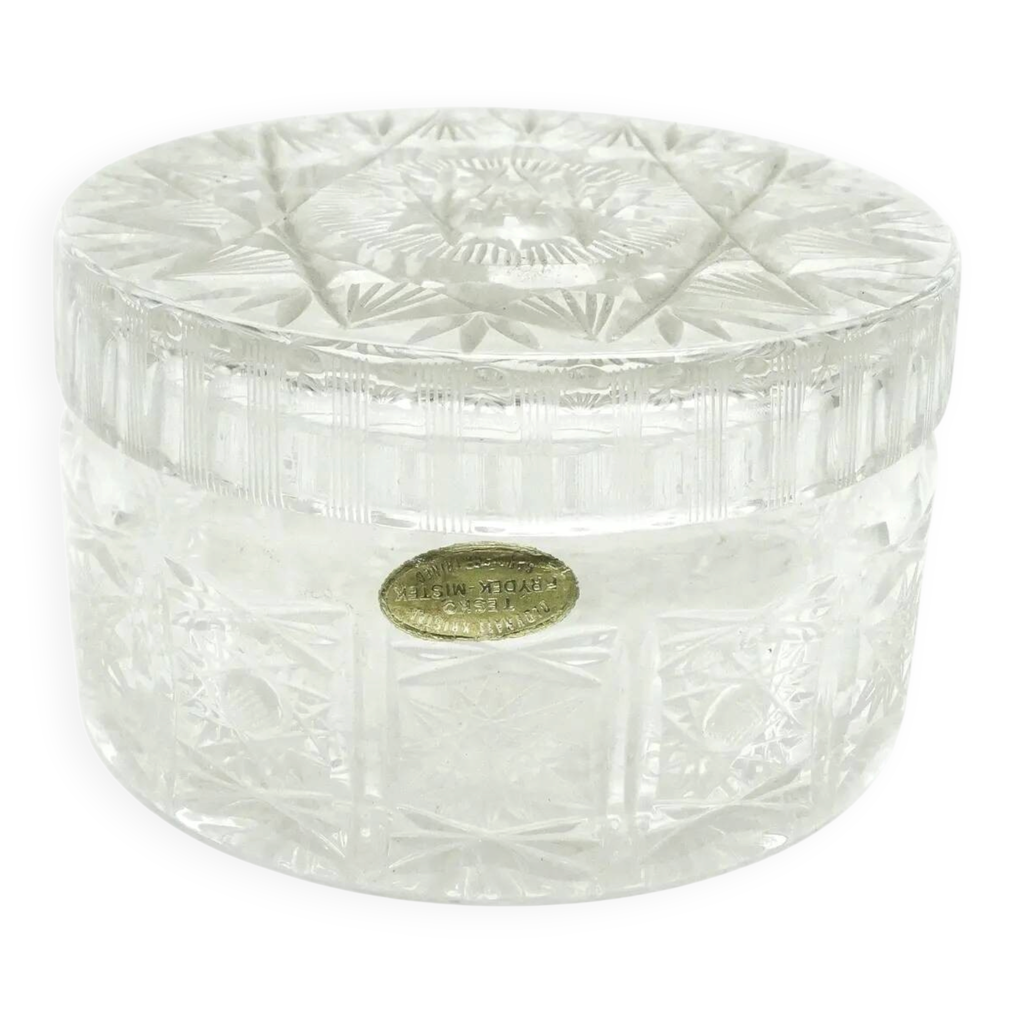 Bonbonniere, Art Nouveau style, pressed glass, Czechoslovakia, 1950s