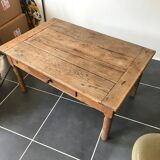Rustic farm coffee table turned feet with 1 1930 drawer