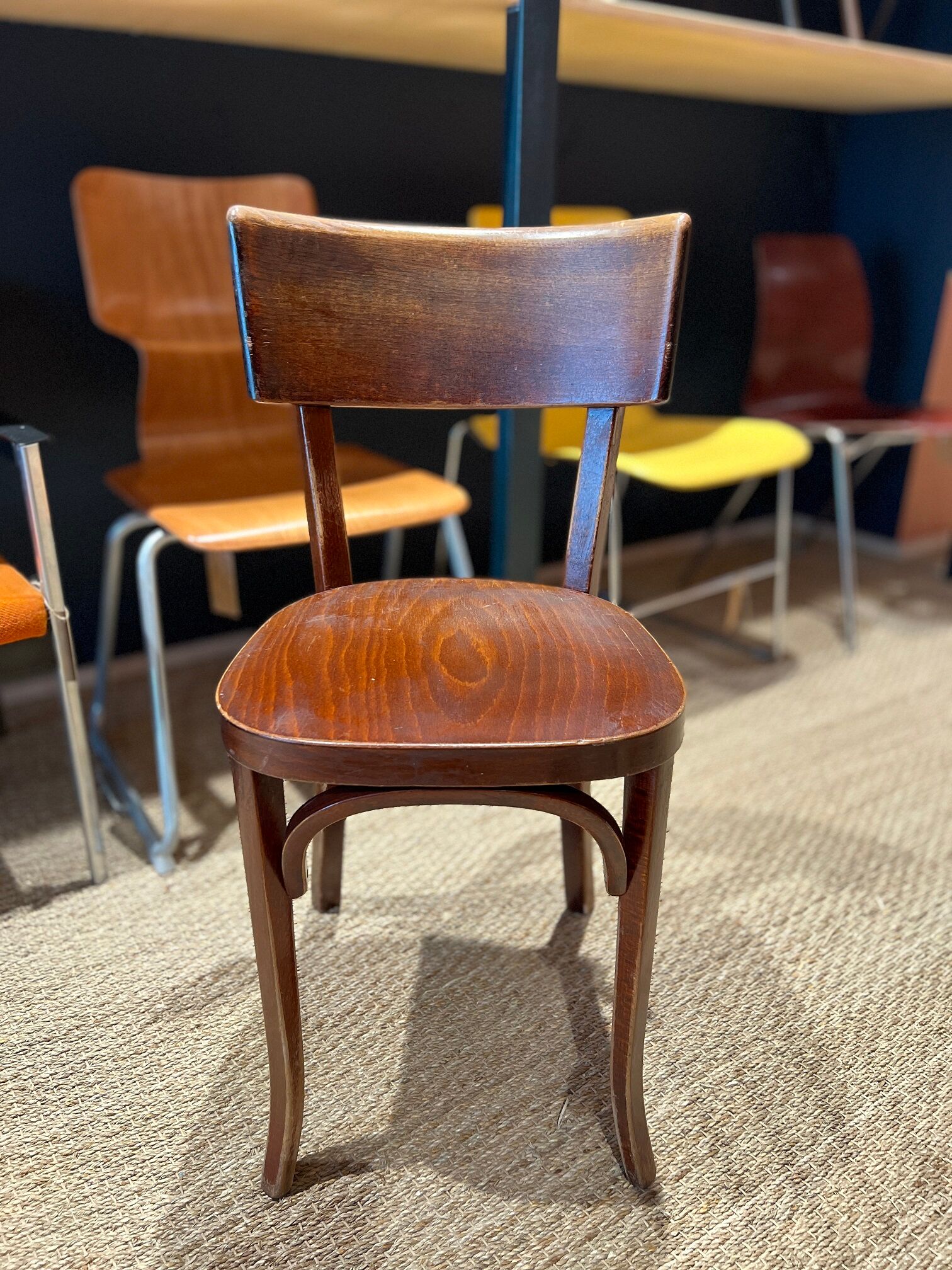 Set of 6 baumann bistro chairs classic years 50 bois fonce