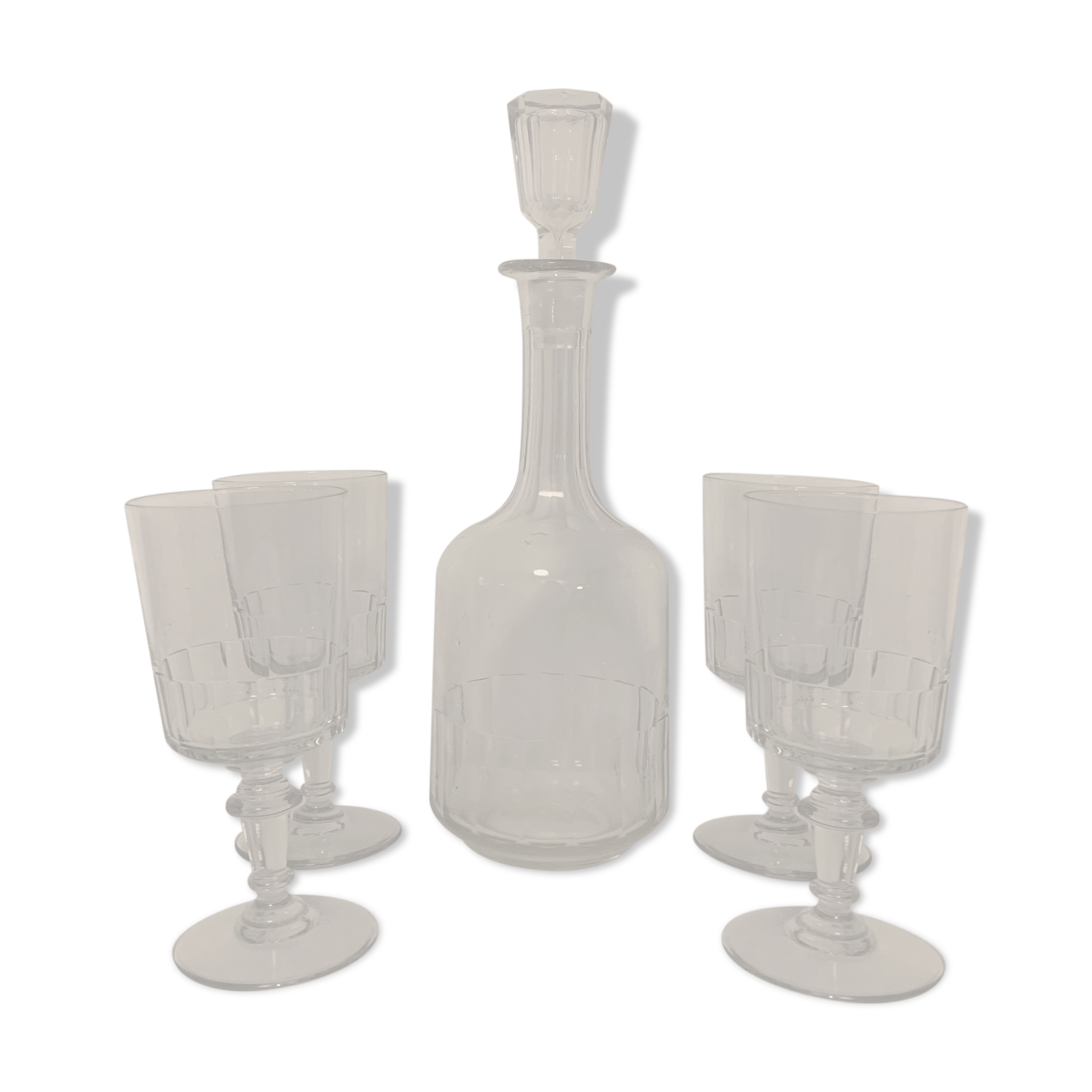 Set of 4 glasses and 1 carafe model Mirabeau early twentieth century