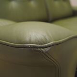 Canapé en cuir vert, design danois, années 1970, production : Danemark