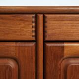 Danish teak Dyrlund credenza with visible joints, drawers and doors