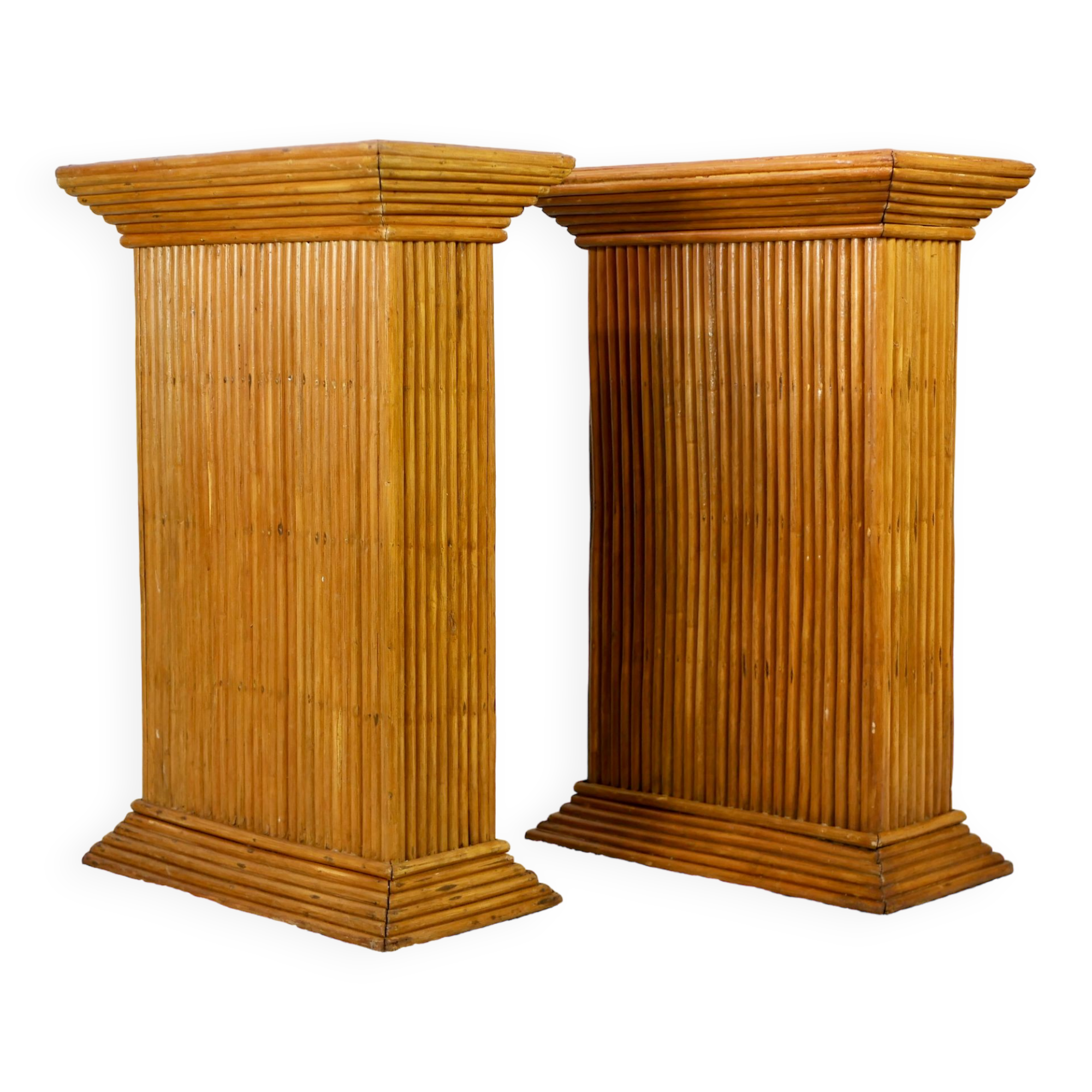 Pair of rattan pedestals 60s