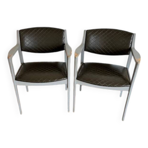 Paire de fauteuils gris - style