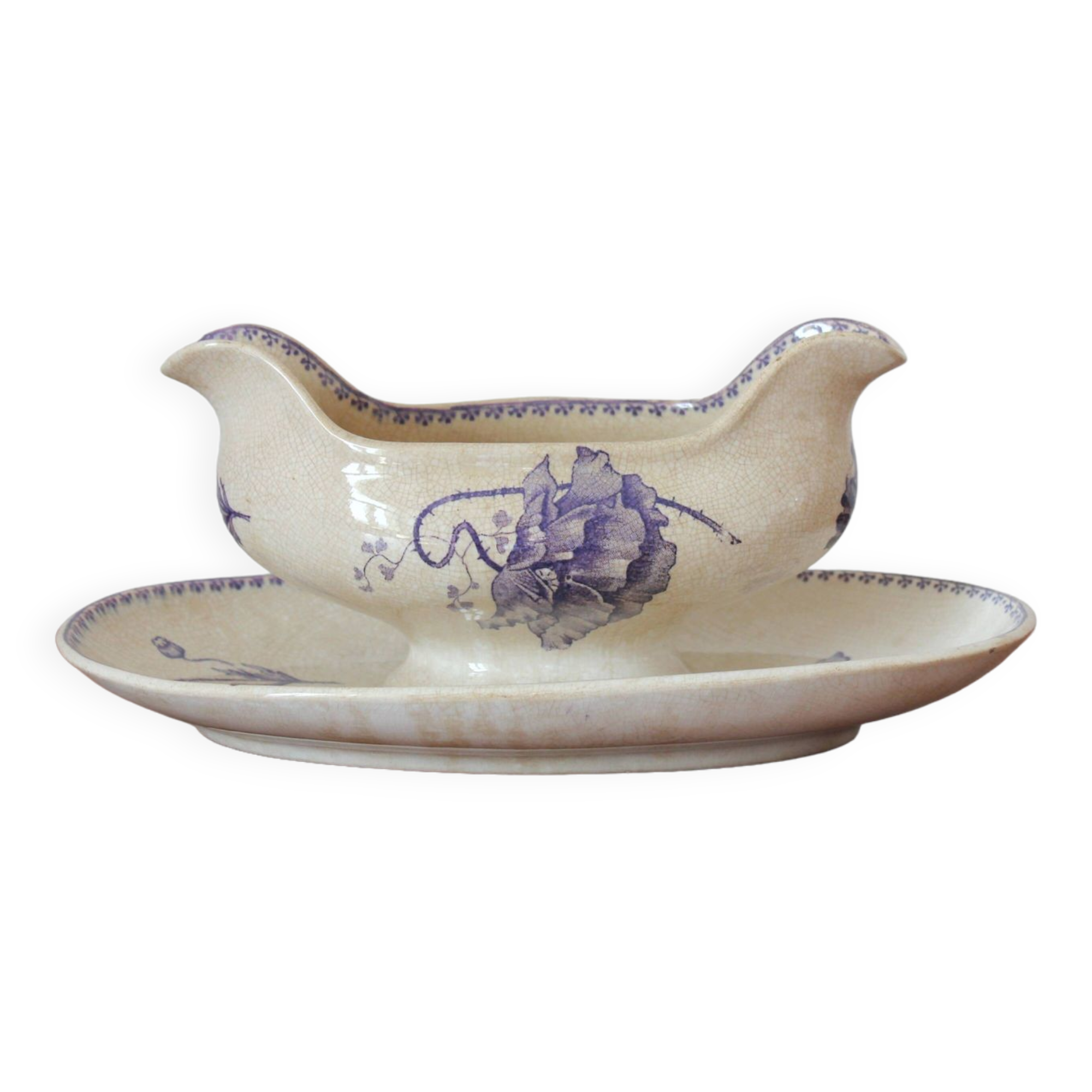 U&C Sarreguemines "Féria" iron clay sauce boat