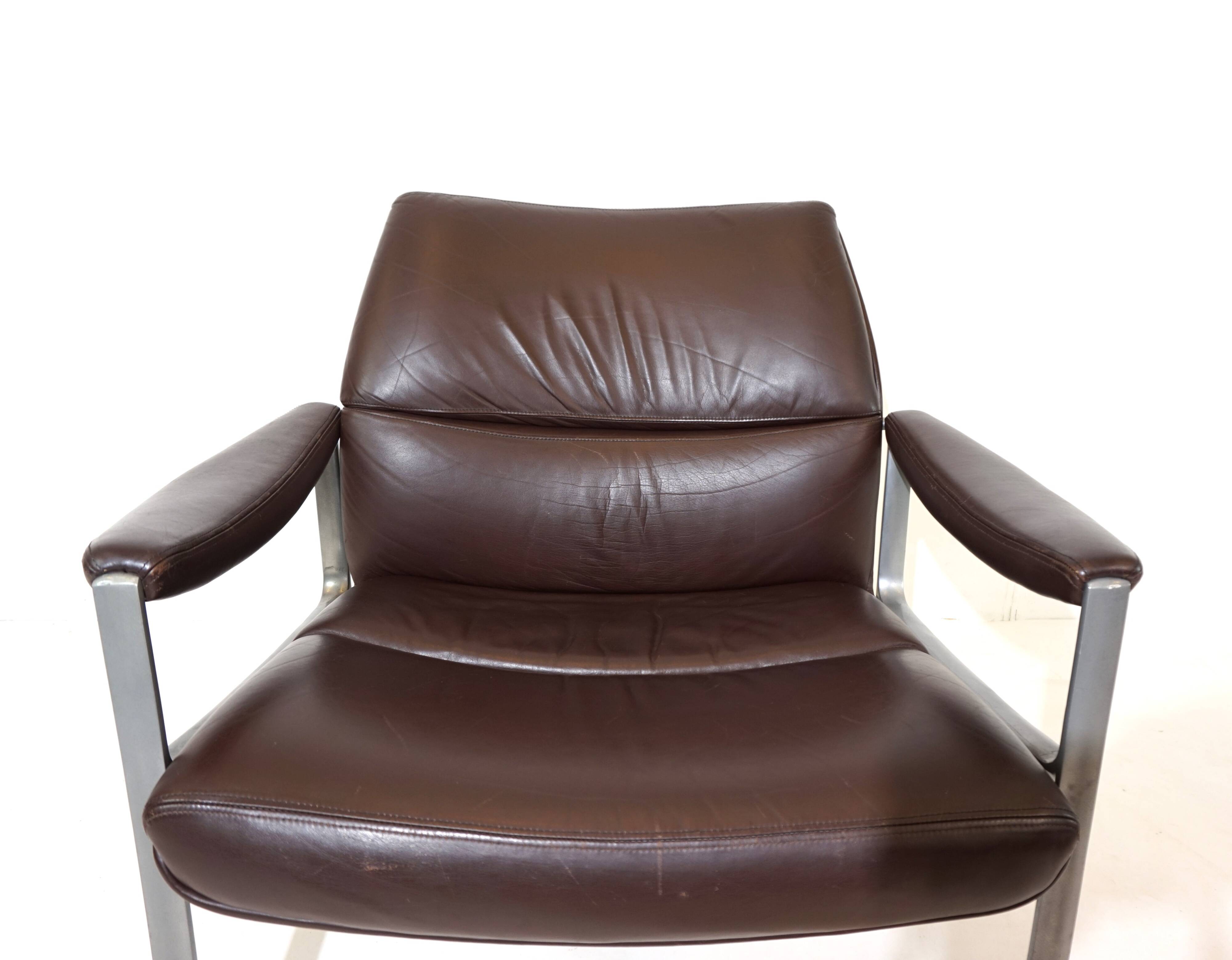 Röder Söhne leather lounge chair by Miller Borgsen