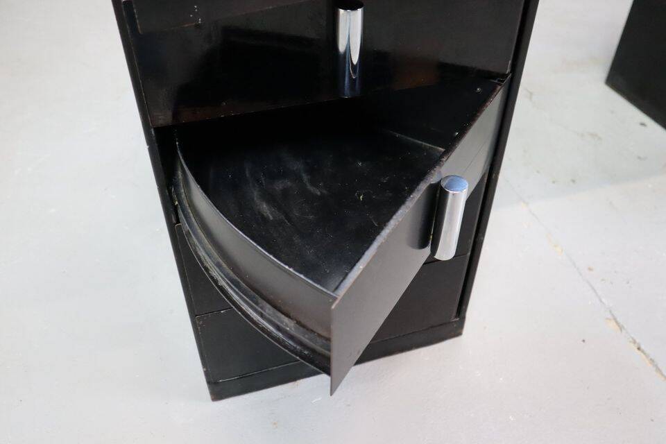 1930's modernist desk in black lacquered metal