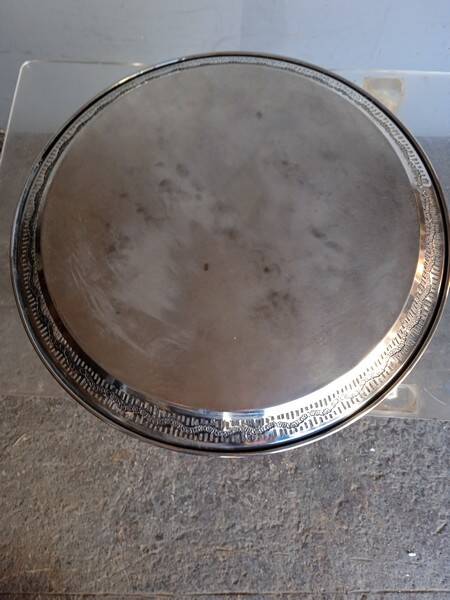 Silver metal tray 35 cm early 20th round