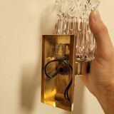 Pair of vintage brass and glass wall lights from the 1960s