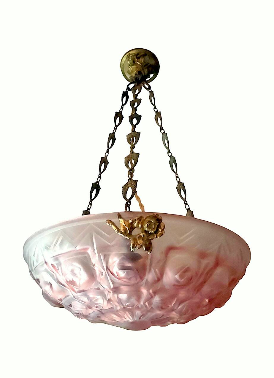 Art deco basin lamp 1925 noverdy france "registered design" and bronze mount