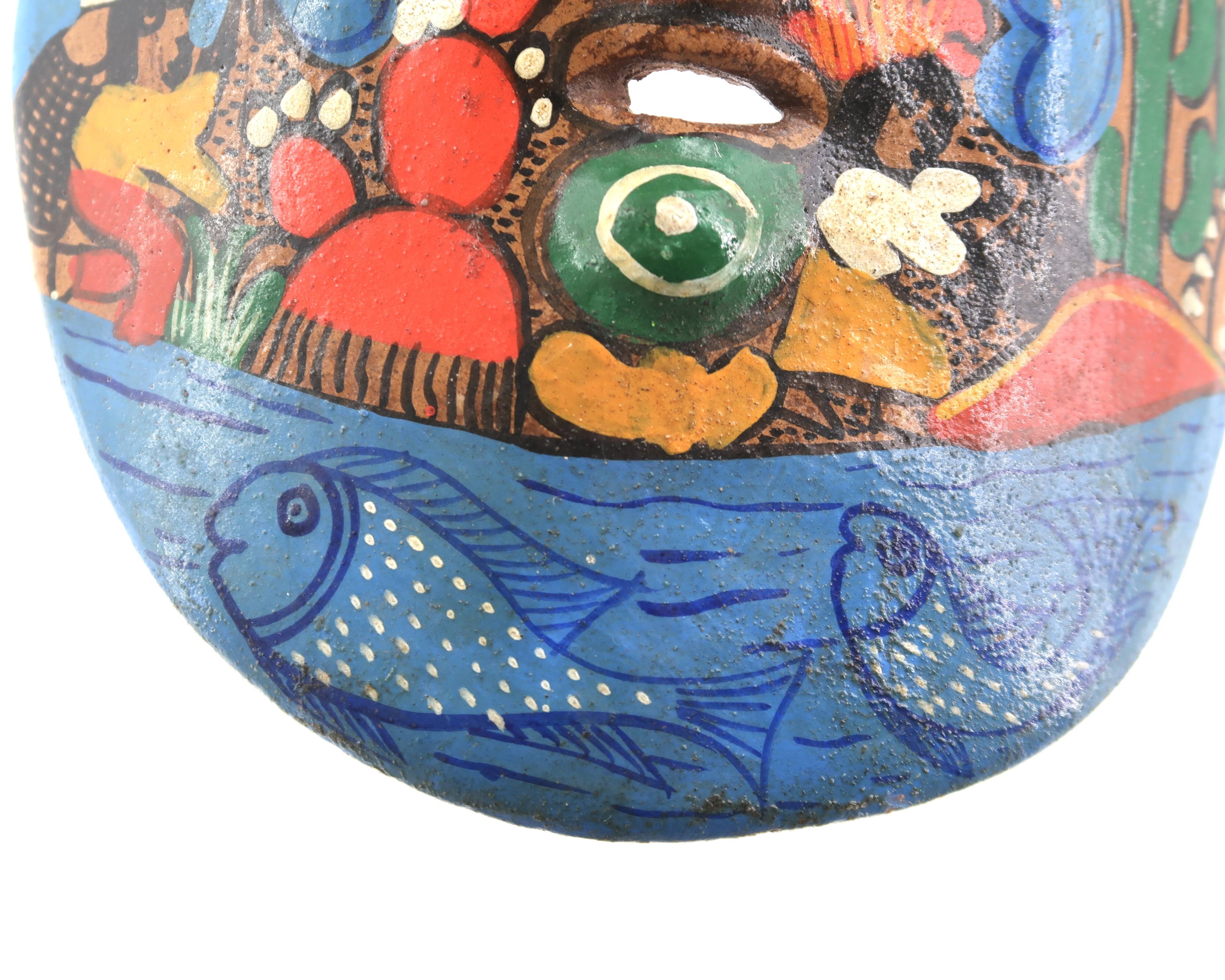 Colorful ceramic mask from Mexico, South America, 1970s