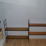 Modular metal and  wood shelves 70s