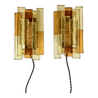 Pair of pressed glass sconces by Svend Aage Holm Sorensen (Denmark 1960)