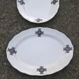 Oval dishes in Mila earthenware (Algeria) Berber motifs, vintage 60s-70s