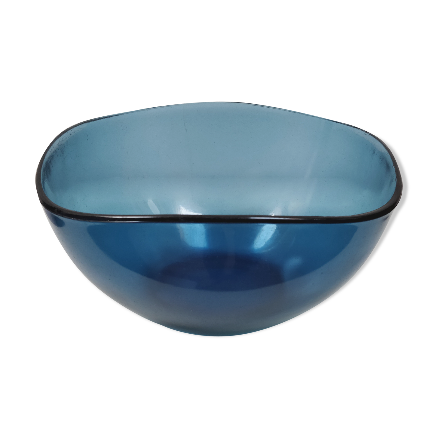 Vintage Vereco blue glass salad