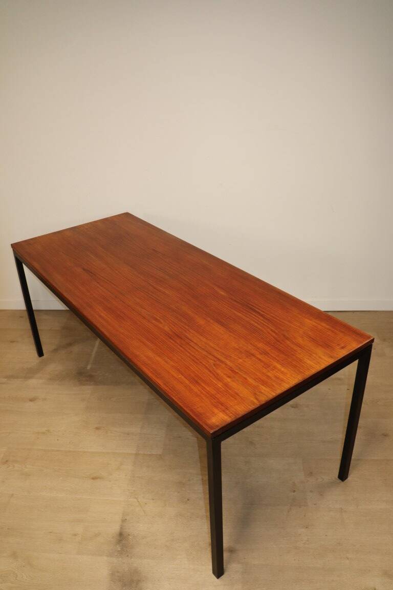 Vintage Danish teak and black lacquered metal table, 1950s