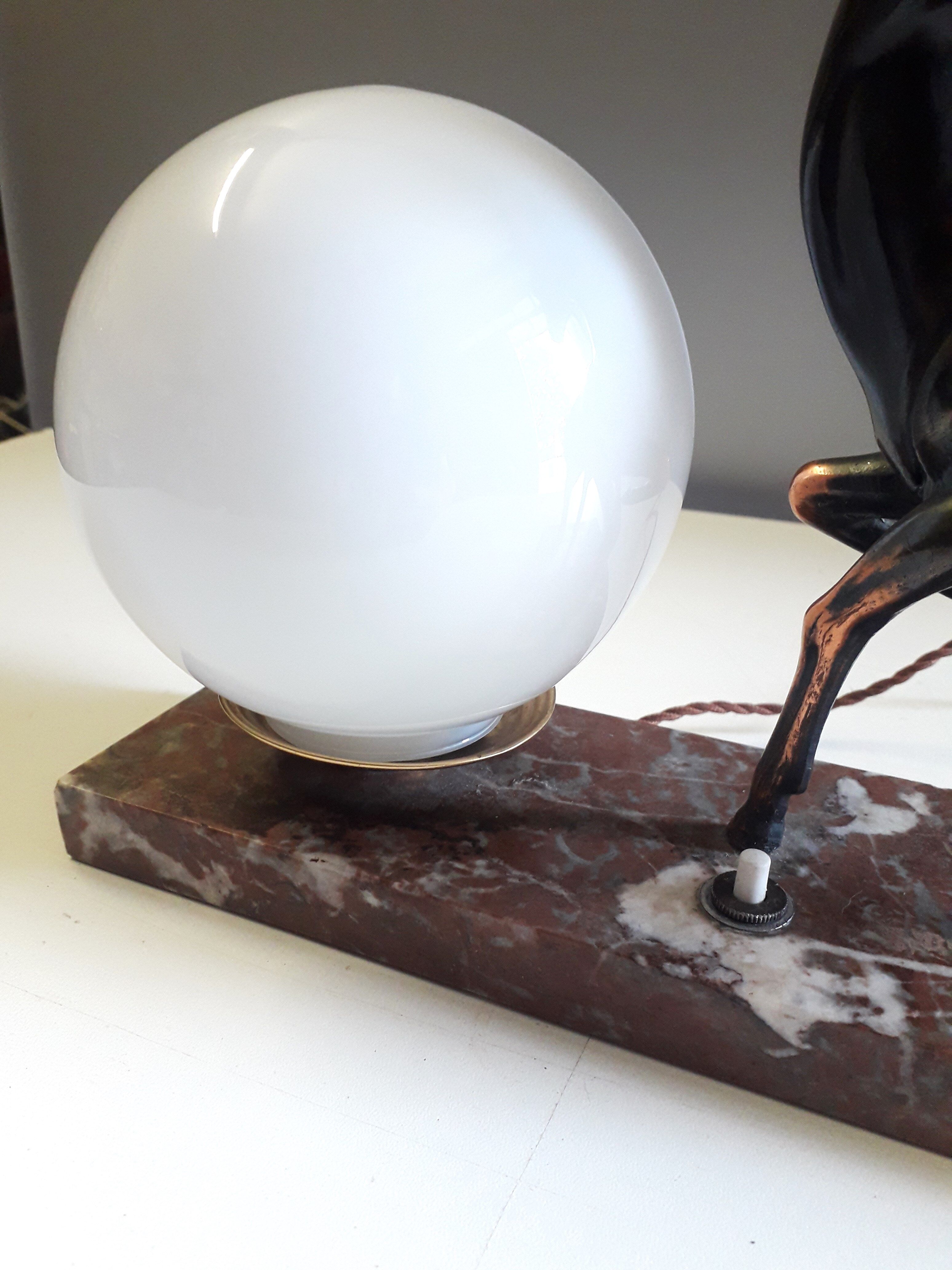 Art Deco table lamp - Copper antelope on marble - 1940