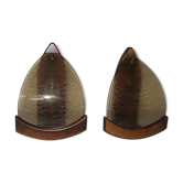 Paire d'appliques bois et verre
