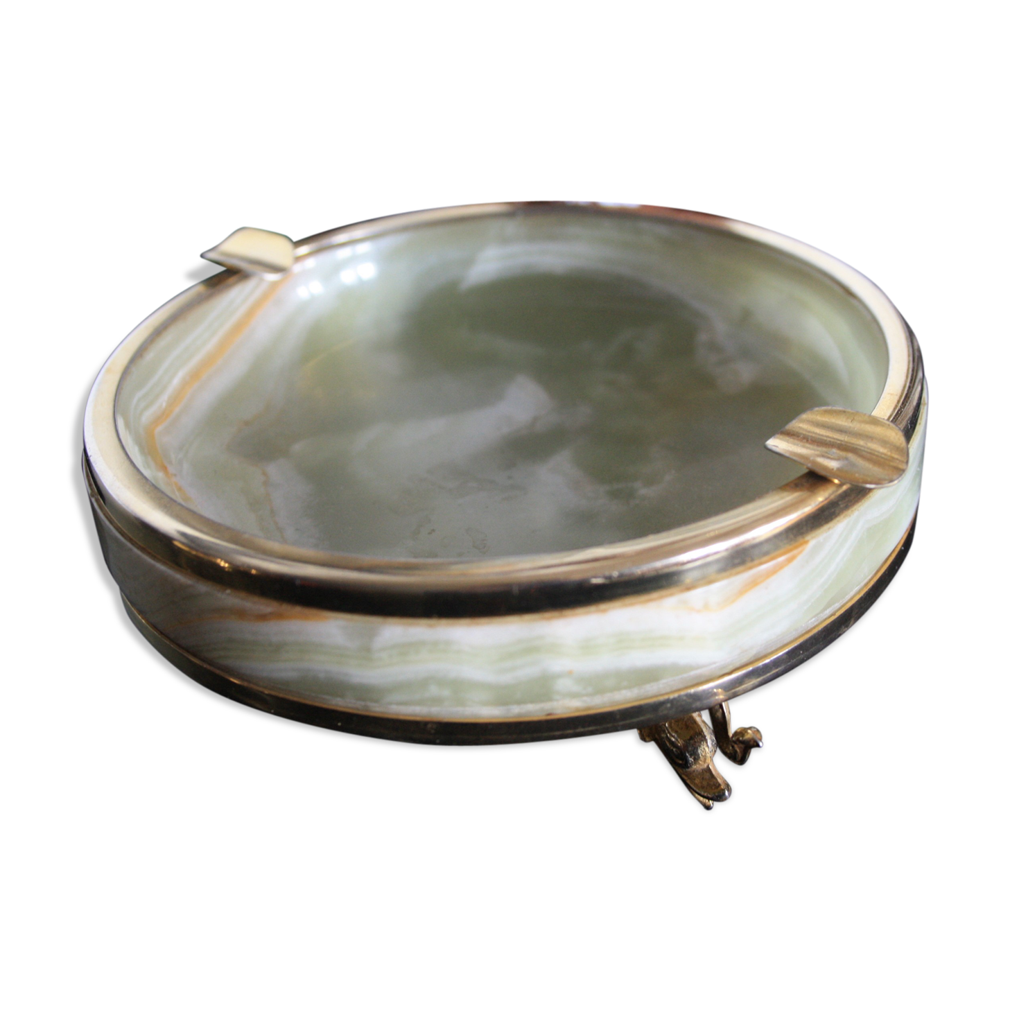 Brass onyx ashtray