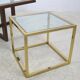 Coffee table with 4 pieces of wooden sofa and gilded brass