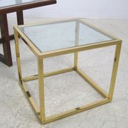 Coffee table with 4 pieces of wooden sofa and gilded brass