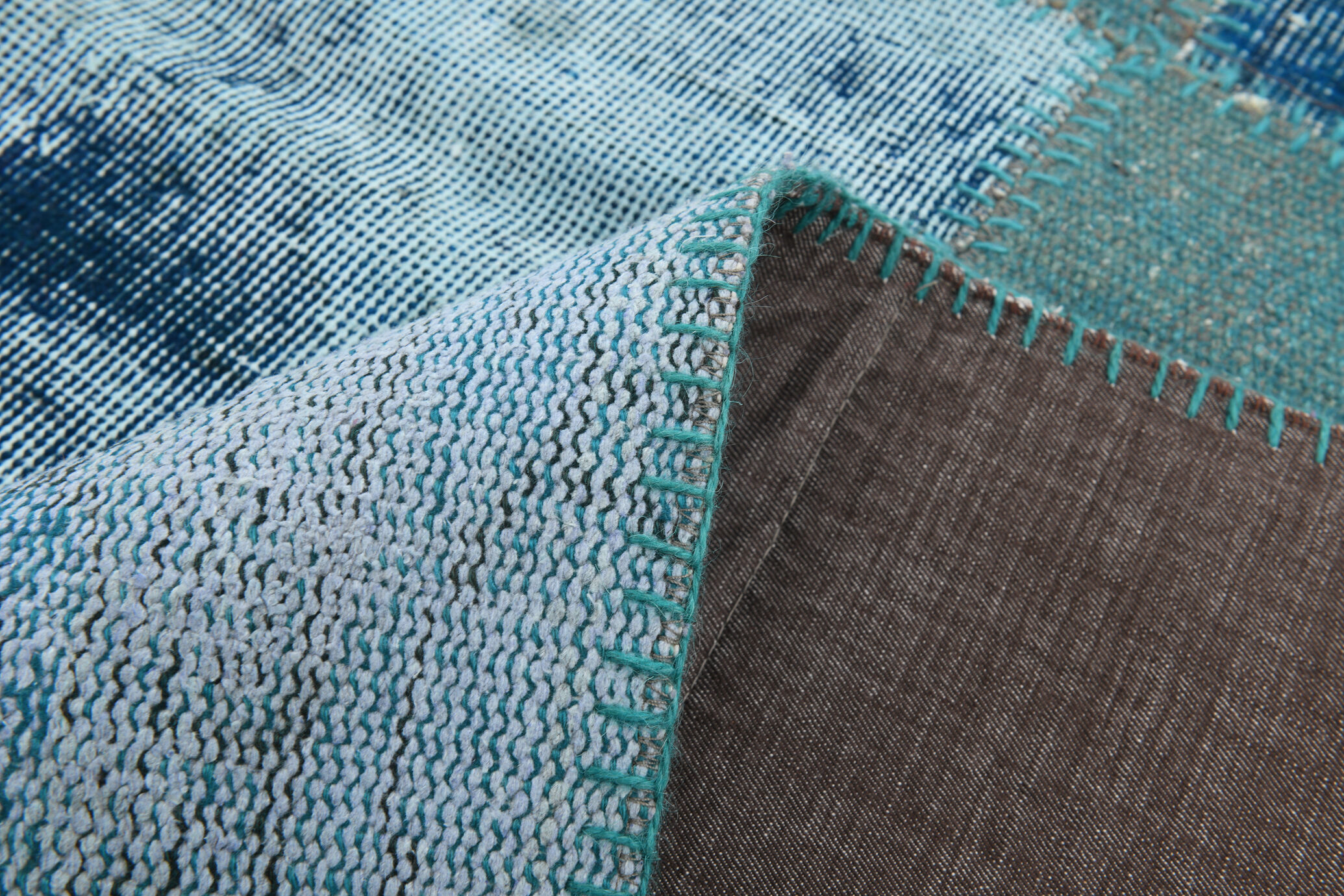 Oversized blue and green wool turkish carpets