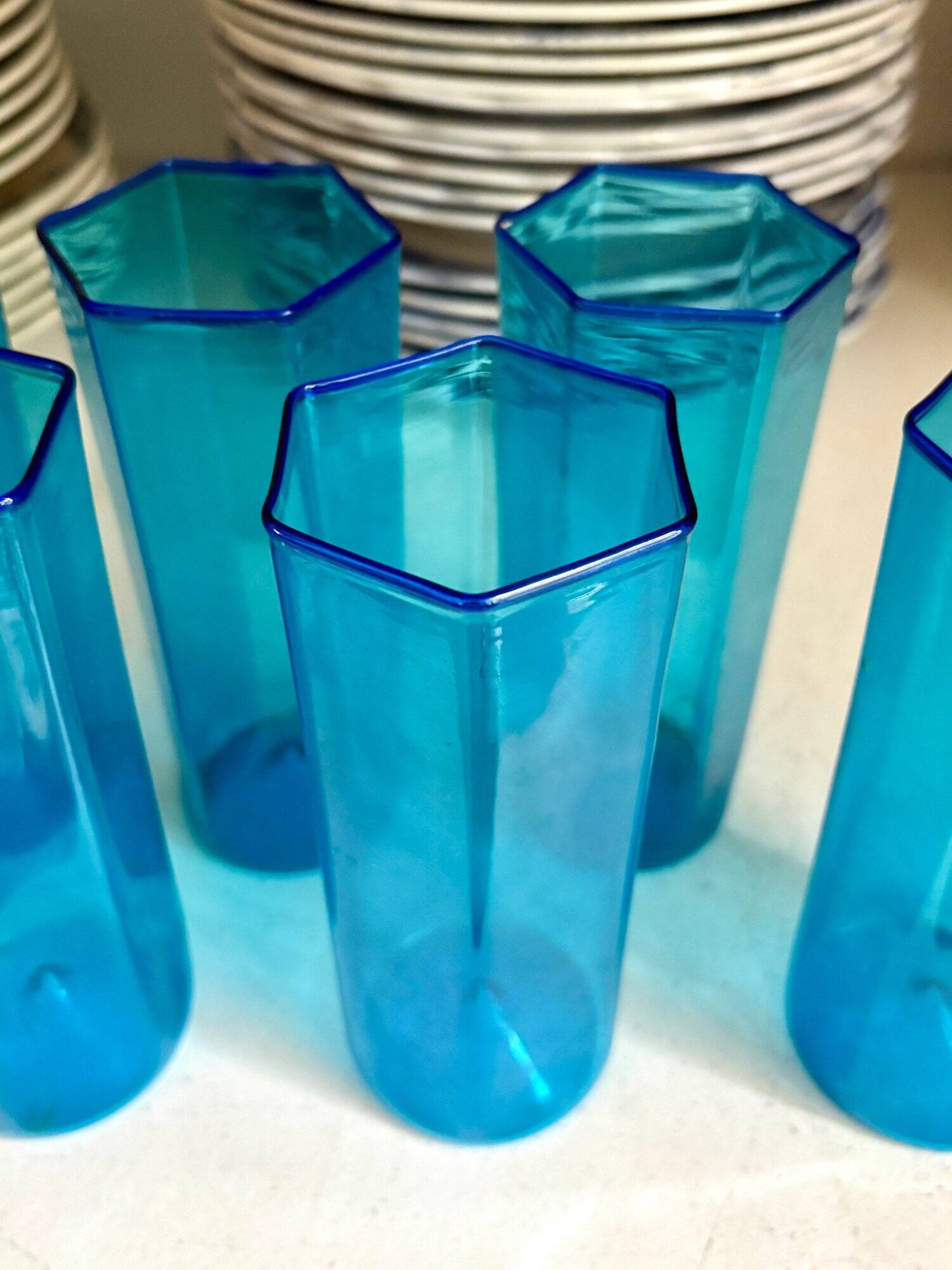 7 Murano glass glasses by Carlo Scarpa for Venini, Italy