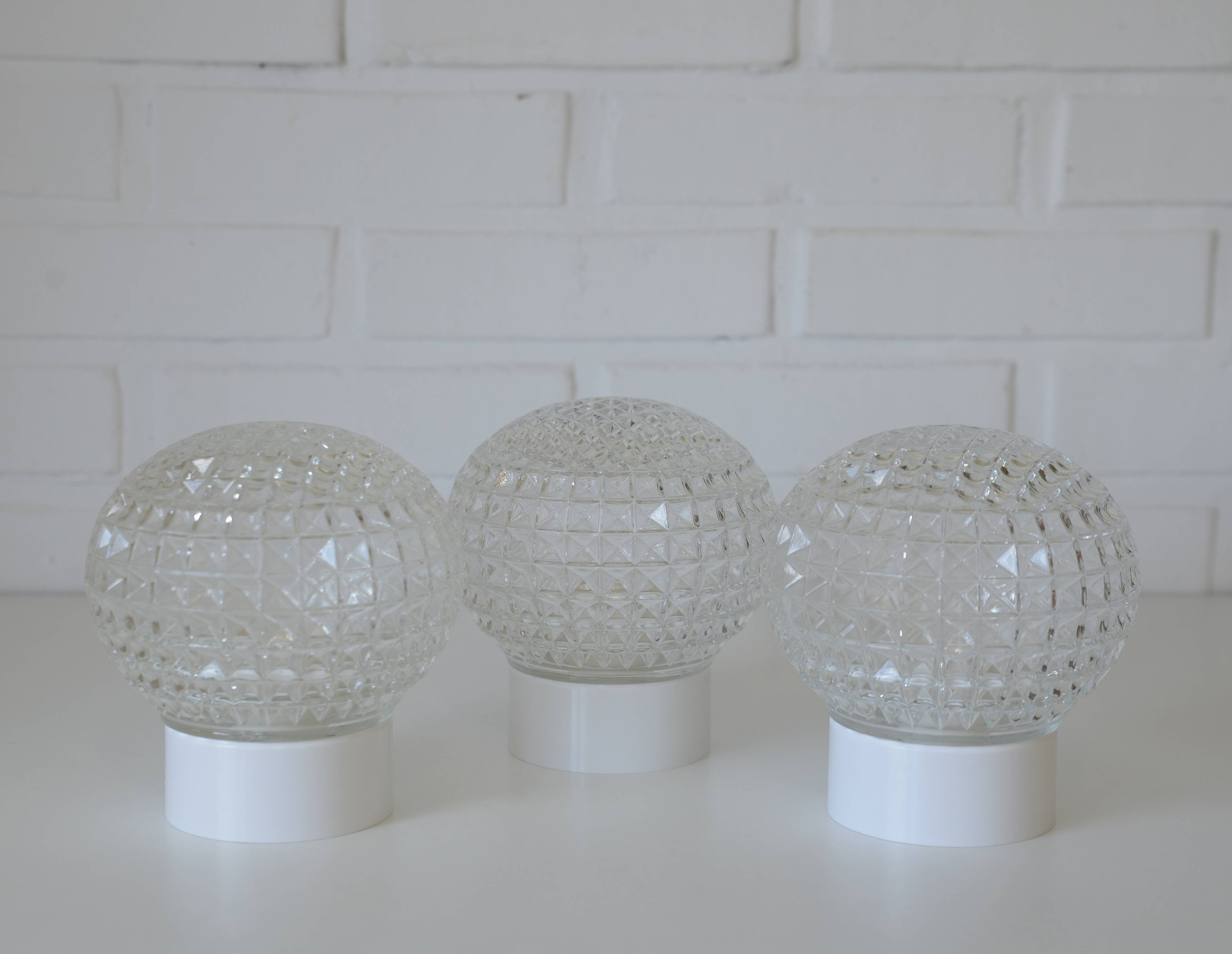 Mushroom sconces / set of 3 vintage wall lamp / bathroom ceiling light 1960