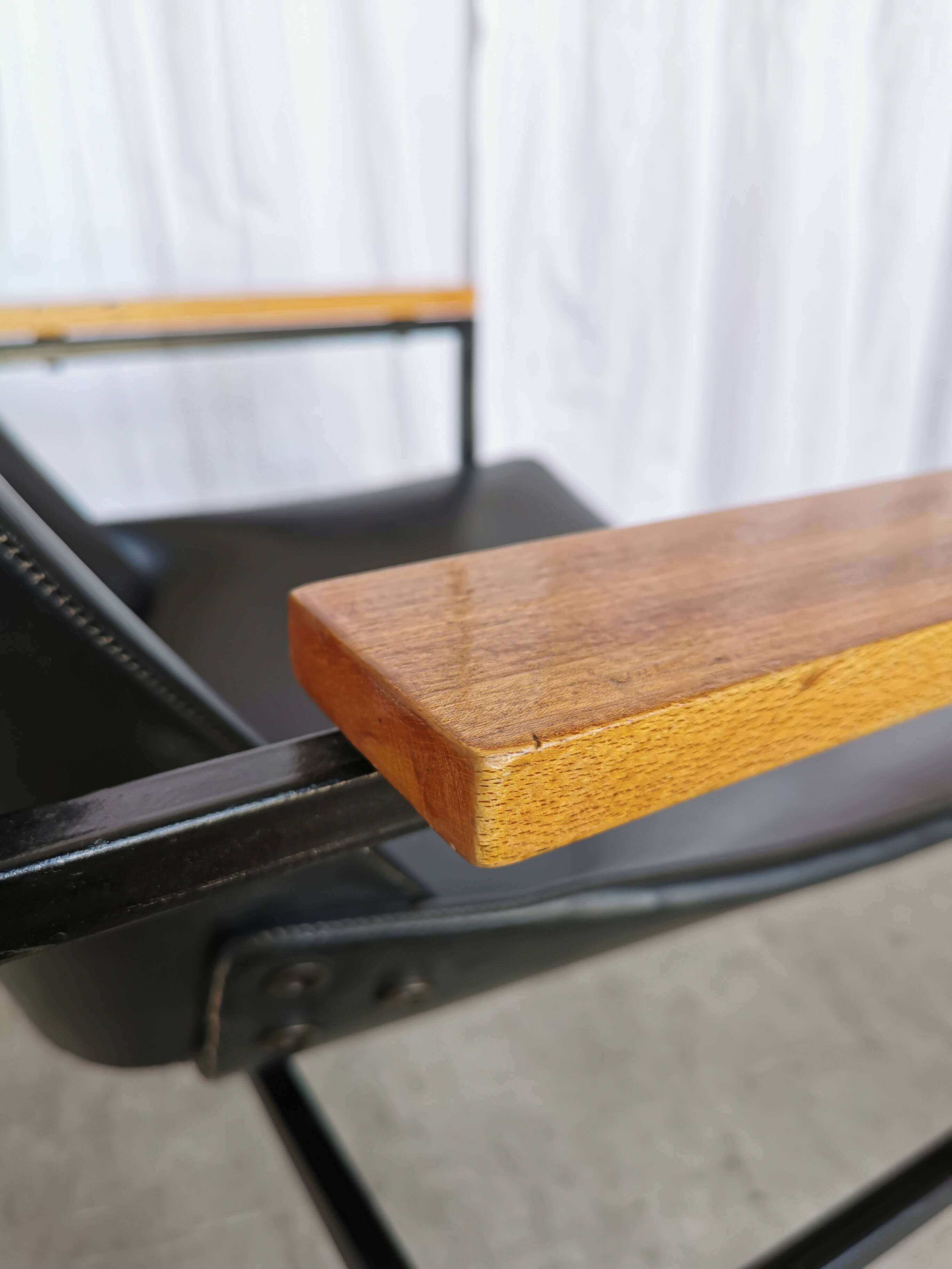 Vintage Niko Kralj Lounge Chair: Black Skai Leather & Wood Armrests