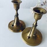 Paire de bougeoir cordelette en laiton